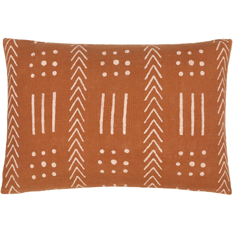 Jenkinson Rectangular Lumbar Pillow Cover, Brick Red/Dusty Pink Geometric 2