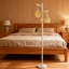 Lampe sur pied rustique avec 2 abat-jour tambour en osier - Lampe sur pied tronc d'arbre de 68 pouces avec interrupteur au pied à intensité variable, éclairage de maison de campagne, salon, chambre à coucher, bureau