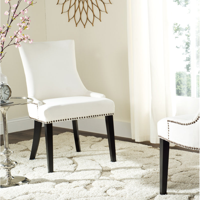 Gallager 19.5'' H Upholstered Parsons Chair, White Velvet, 2