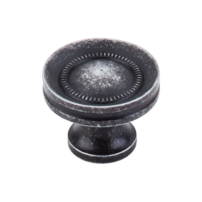 Button Faced 1 1/4" Diameter Round Knob, Black Iron