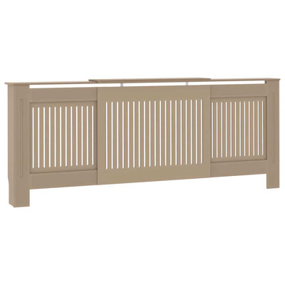 Radiator Cover Set of 2 Brown Engineered Wood 112 x 19 x 81.5 cm Decorative Heating Cabinet Covers
