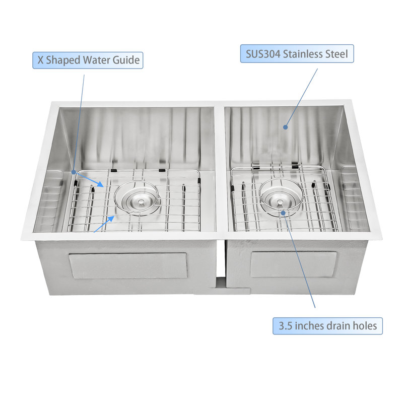 30'' L Double Bowl Stainless Steel Kitchen Sink