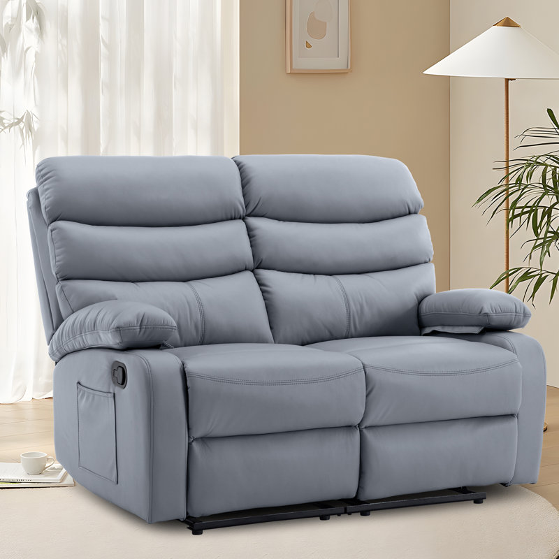 2 Seater Loveseat Recliner with Side Pockets,Fashion Classics Double Recliner with Soft backrest, cushion, and armrest for Small Space,Apartment,Office,Living Room(Dark Grey)