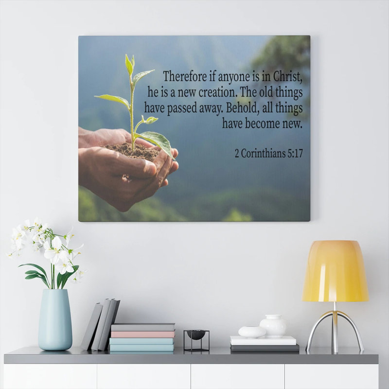 «N'importe qui est une nouvelle création» 2 Corinthiens 5: 17, art mural chrétien, verset biblique, prêt à être accroché