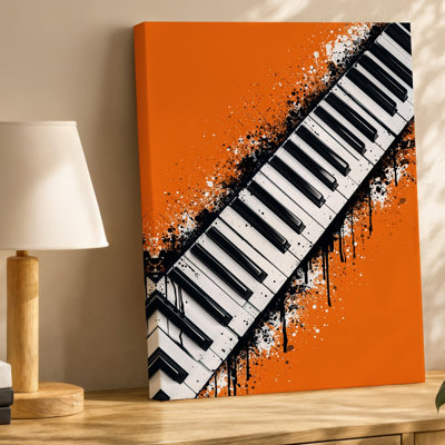 Canvas Create An Abstract Design Featuring A Vibrant Orange Background Splattered Wall Art With Black And White Textures The Central Canvas Wall Art