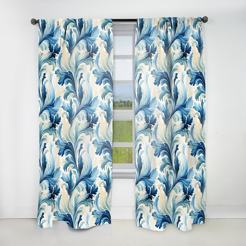 Bleu et blanc bord de mer Ikat Bliss - rideau Ikat - rideau obscurcissant Ikat - 1 panneaux, L 52 po x L 120 po