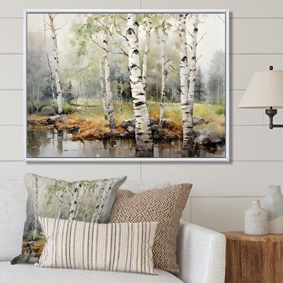 «Green Birch Wood Beauty I - Tree Birch», reproduction sur toile encadrée