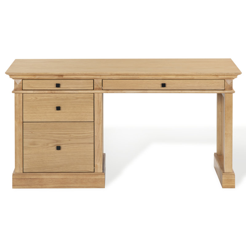 Bureau en bois 4 tiroirs Shorecrest, Natural / Brass