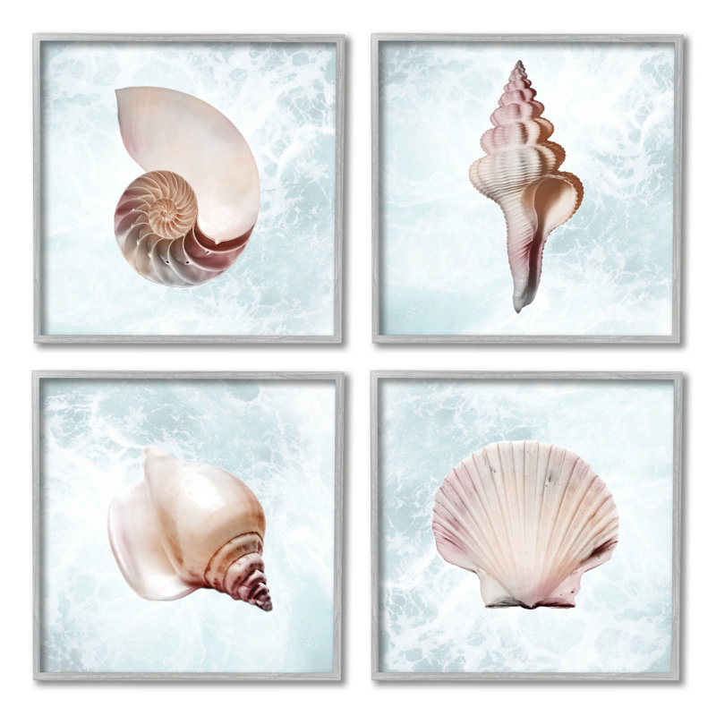 «Under Life Sea Life Shells», ensemble de 4 giclées par Marcus Prime, H 17 po x l 17 po x P 1,5 po