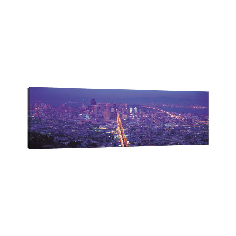 San Francisco Panoramic Skyline Cityscape (Sunset) - Wrapped Canvas Panoramic Print, 30.48 cm H x 91.44 cm W x 1.91 cm D