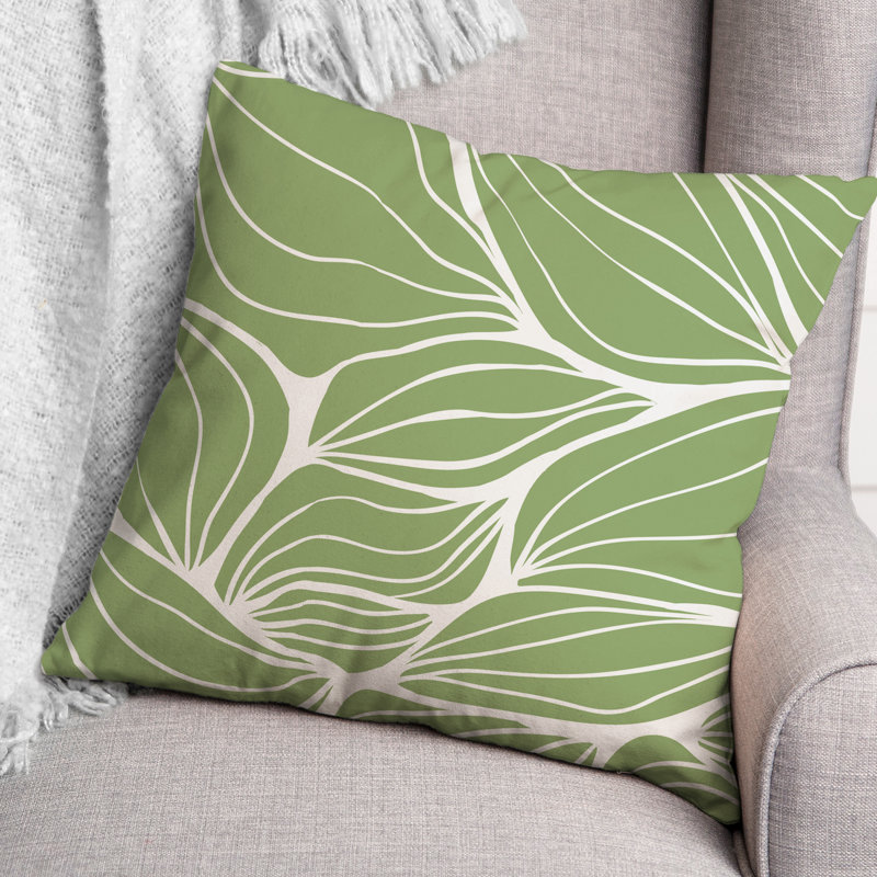 Coussin décoratif intérieur / extérieur à motif floral, Vert
