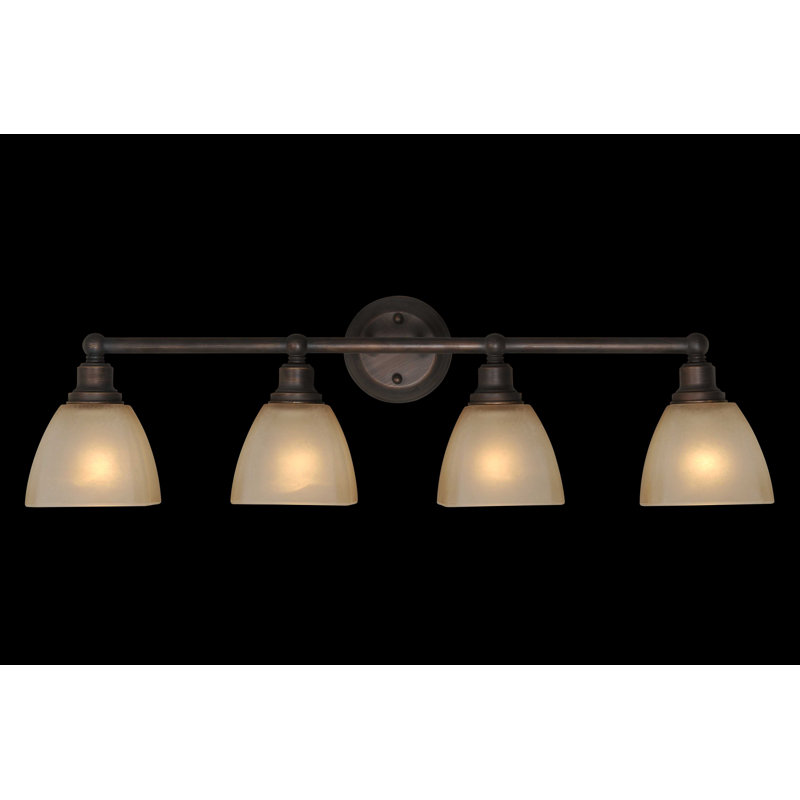 Éclairage pour meuble-lavabo 4 lumières Shruti, Bronze, Teinte thé clair
