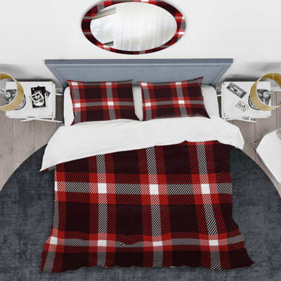 Red Checked Tartan Polyester Plaid Duvet Cover
