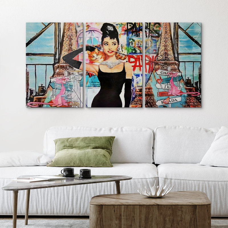 Audrey Hepburn Graffiti & Street Art, H 24 po x l 48 po, Toile tendue, Sans cadre