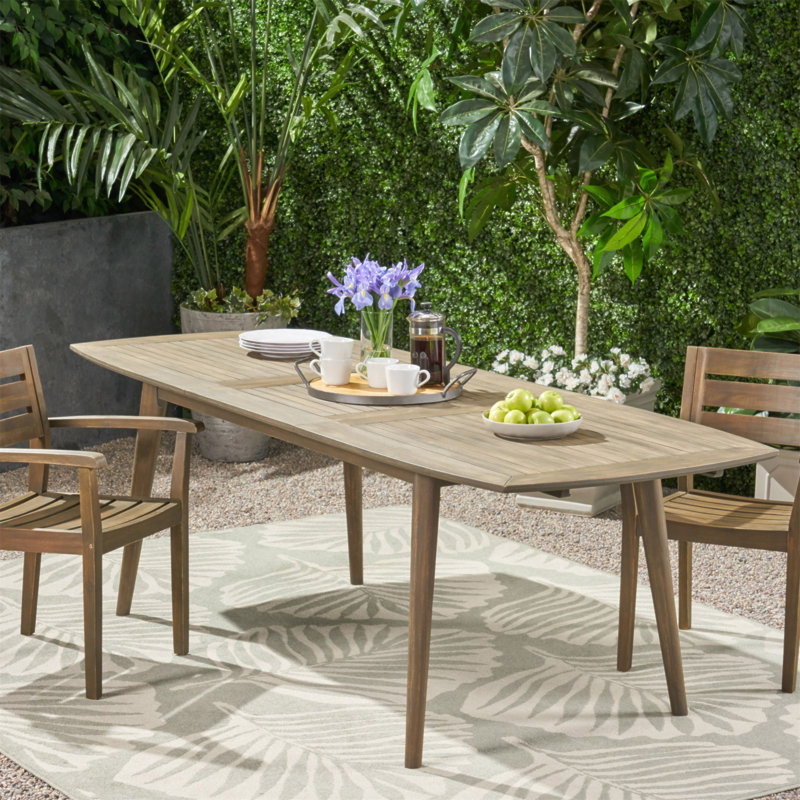 Table de salle à manger d'extérieur extensible en bois d'acacia, gris, Gris