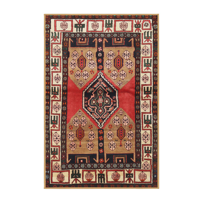 Tapis noir / rouge / beige Southwestern, Rectangle 5 pi x 7 pi