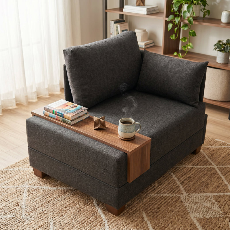 Nane Polyester & Cotton 39.37'' Reception Loveseat, Anthracite