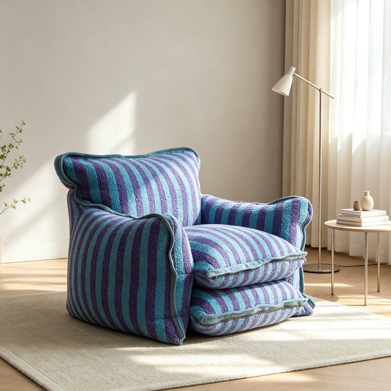 Yepez, H 21,65 po x l 33,46 po x P 27,56 po, Bleu / mauve Sherpa