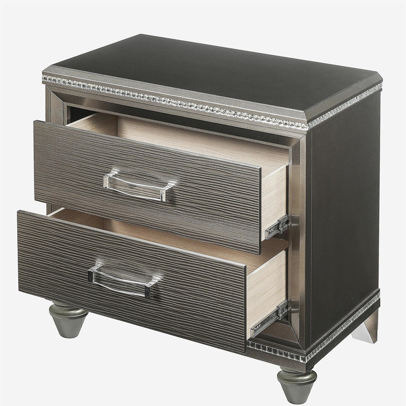 Table de chevet 2 tiroirs champagne foncé