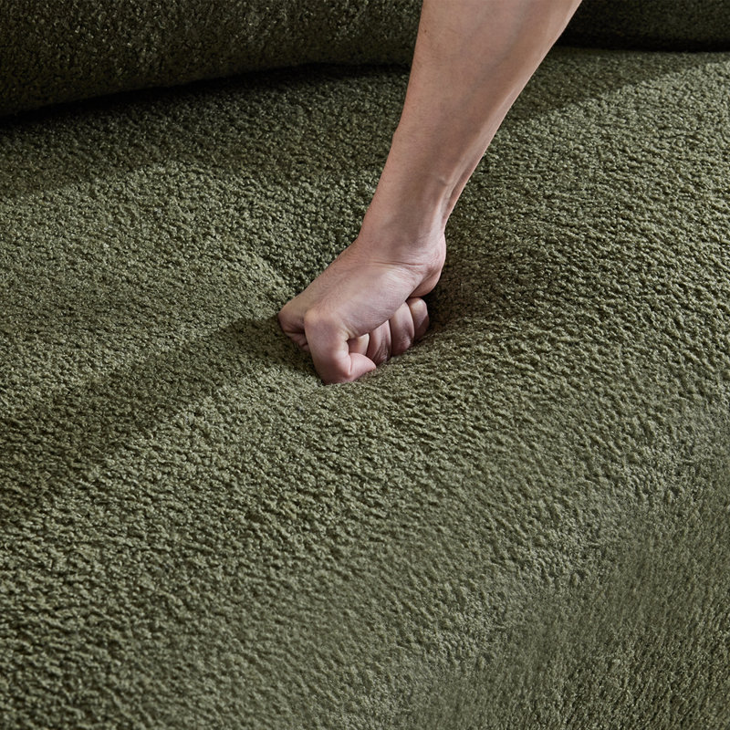 Canapé courbé avec éponge à compression complète et revêtement en velours pour petits espaces, Vert