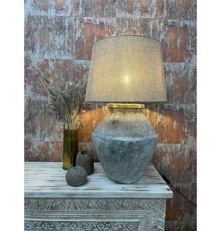 Anife Ceramic Table Lamp, Grey, Grey, Grey Tones