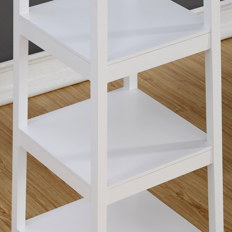 Portemanteau Vassen avec tablettes de rangement à 3 niveaux, Blanc