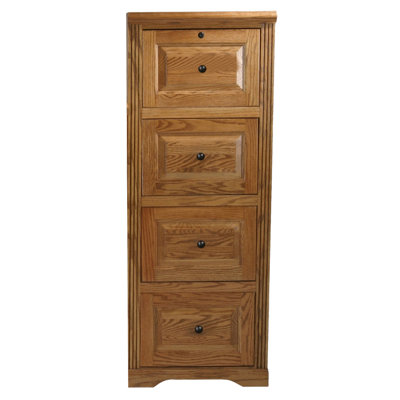 Oak 4 Drawer File Cabinet In Smokey Oak