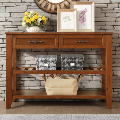 Jahnyah 42.01'' Console Table with 2 Storage Drawers and 2 Tiers Shelves for Living Room,Hallway table