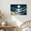 Art mural sur toile bleu sarcelle avec feuilles dorées et lune-1475328884