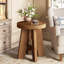 Table d'appoint ronde en bois massif rustique, table de bout de style campagnard pour le salon ou la chambre à coucher, petite table de chevet brune-2131496152