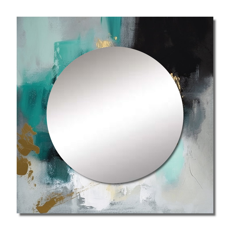 Hugibert - Art mural miroir carré abstrait pour salle de bain, 36 po x 36 po