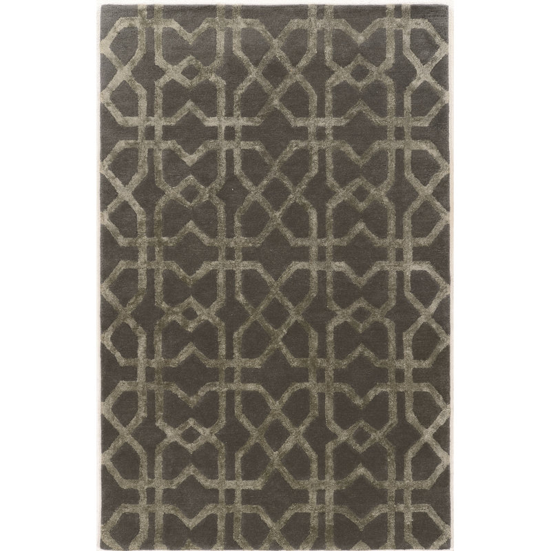 Tapis gris en laine touffeté à la main Andric, Rectangulaire 8 pi x 11 pi