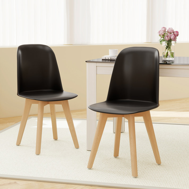  Ensemble de 4 chaises de cuisine modernes sans accoudoirs, capacité de charge de 330 lb, noir, 4, Noir
