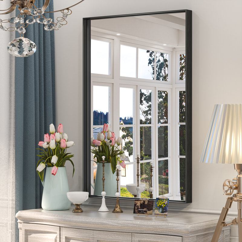 Miroir de vanité encadré / Miroir d'appoint, Noir, 36" x 24"
