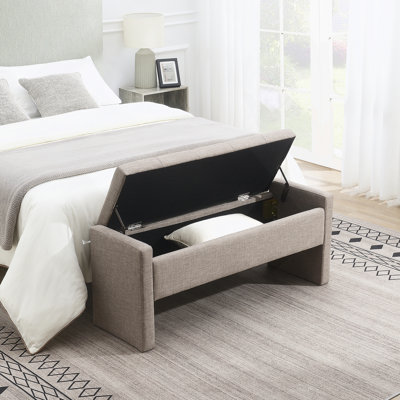Banc de bout de lit moderne avec rangement, grand tabouret de repose-pieds rembourré, banc de meuble-lavabo de fenêtre confortable pour le salon, la chambre à coucher