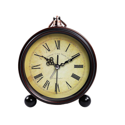 Vintage Analog Alarm Clock Small Silent Desk Clock With Night Light Battery Operated F Or Table Bedroom Bedside Living Room Gift Clock