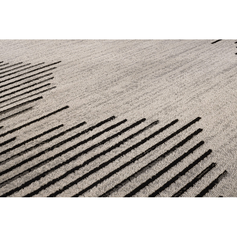Damarcus Geometric Cream/Black/Gray Area Rug, Runner 2' x 7', Jute