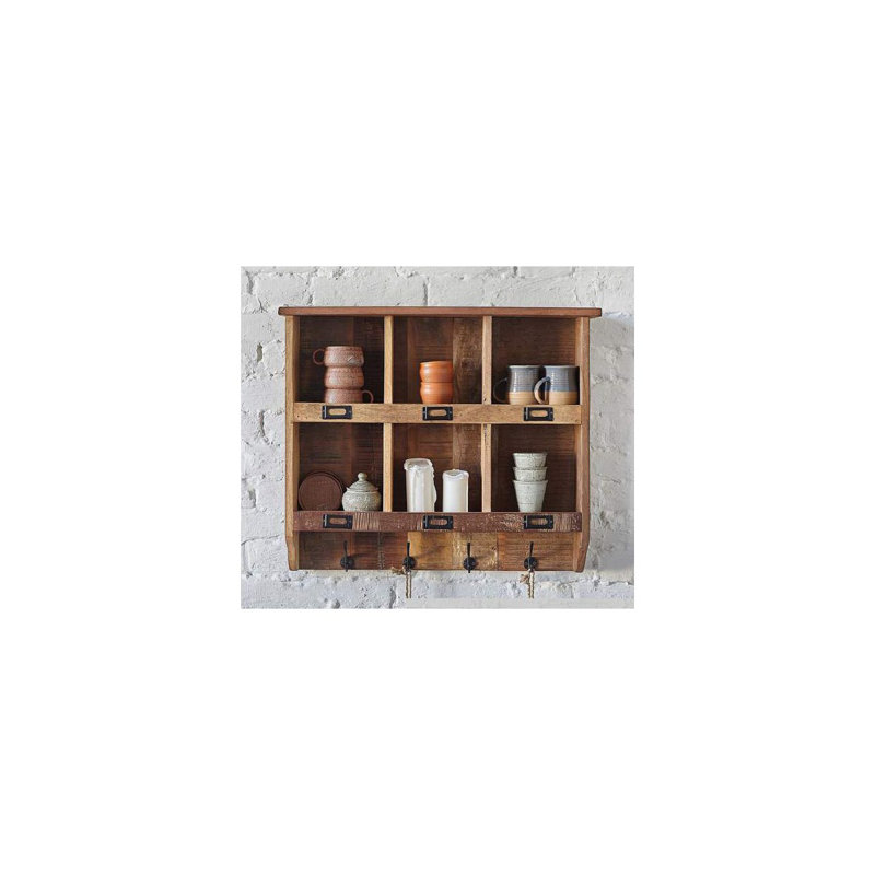 Iosefina 6 Piece Square Solid Wood Cube Shelf with Hooks