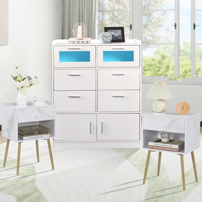 Ensemble de commode 2 pièces USB et prises intégrées