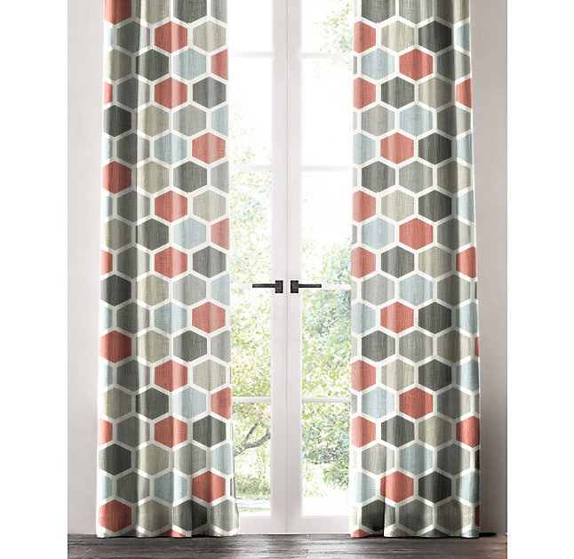 Cotton Room Darkening Curtain Single Panel, 50" W x 96" L, Orange/Olive