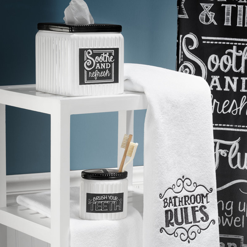 Avanti Linens Chalk It Up Ceramic / Porcelain Toothbrush Holder