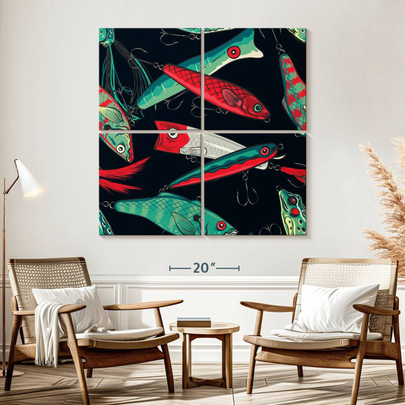 Motif de leurres de pêche Senne, H 57 po x l 57 po
