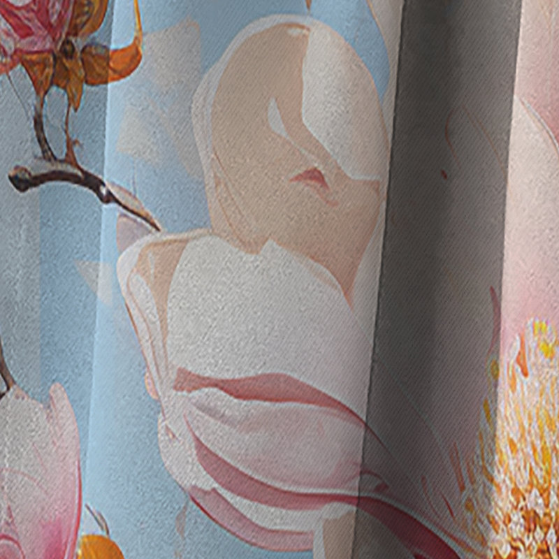 Rideau occultant à motif floral Valdis - Magnolias - 1 panneau, L 52 po x L 120 po