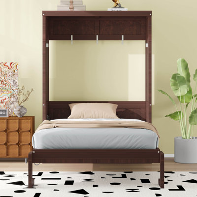 Twin Size Murphy Bed, Solid Wood Bed