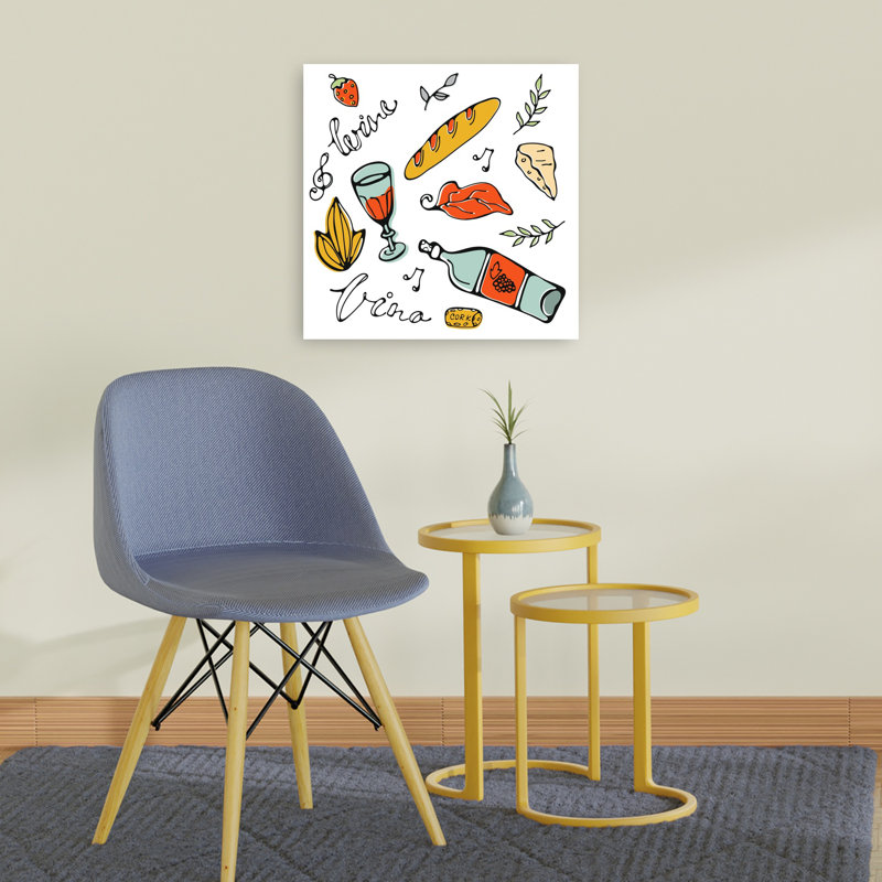 «Delightful Wine and Bites Rustic Abstract Contemporary Landscape Nature», art mural, 24" H x 24" W