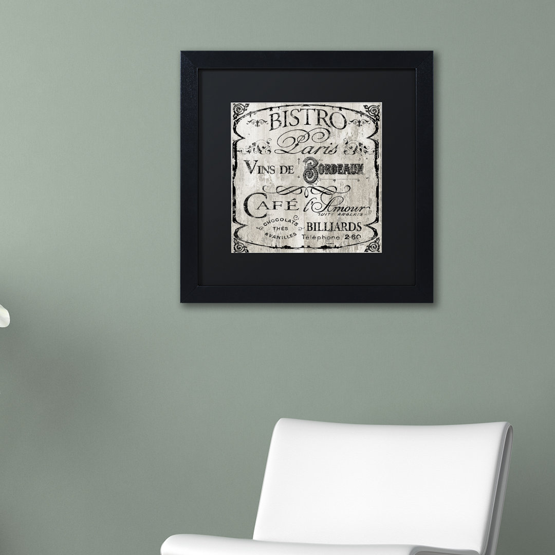 Jadaya Paris Bistro III' by Color Bakery Framed Vintage Advertisement Lark Manor™ Mat 