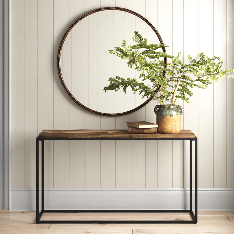 Averly 54'' Natural Wood and Black Metal Console Table