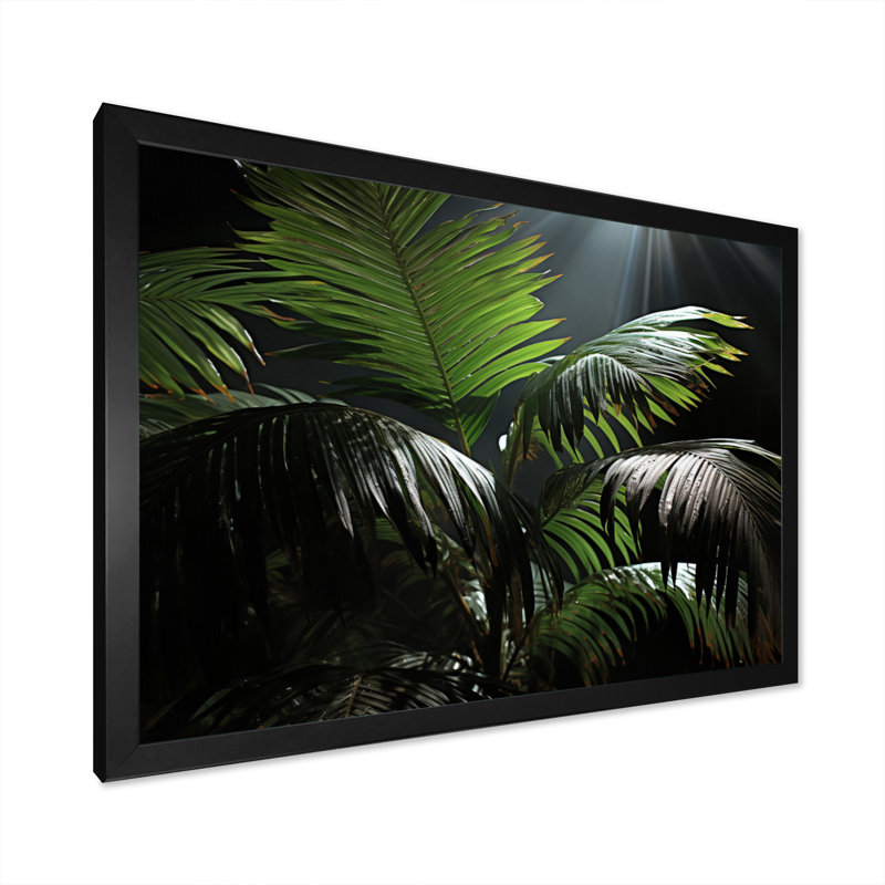 «Palm Trees Palm III», reproduction sur toile, H 30 po x l 40 po x P 1,5 po, Cadre photo noir
