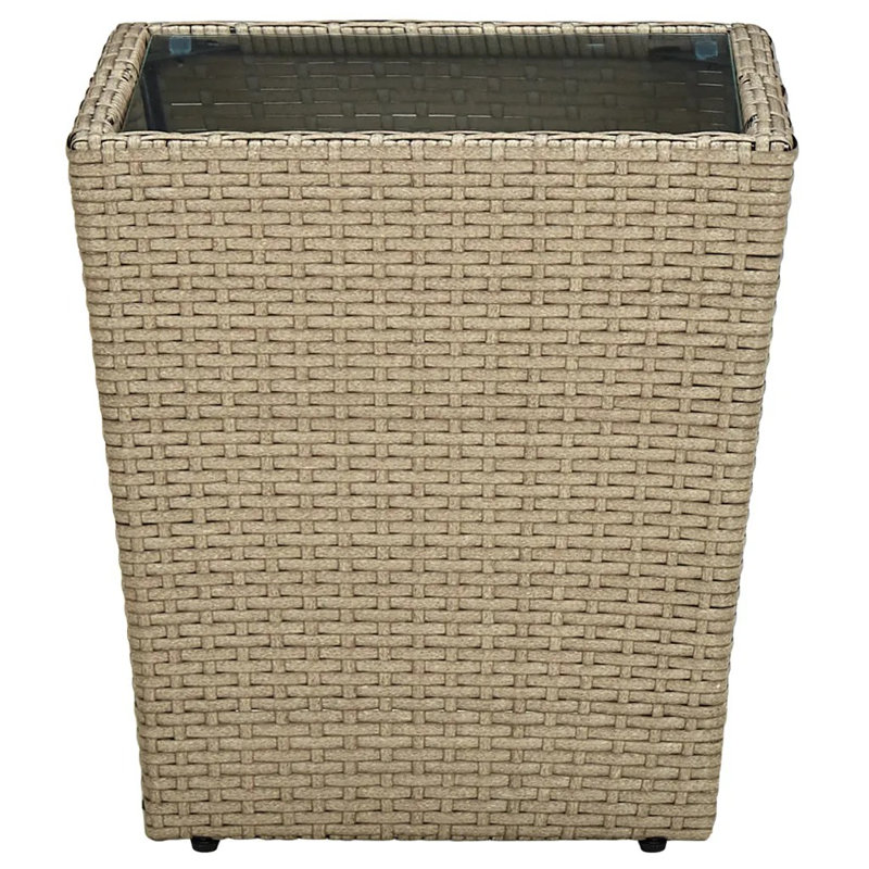 Faize Square Glass Outdoor Coffee Table - 41.5 cm W 41.5 cm D, Beige