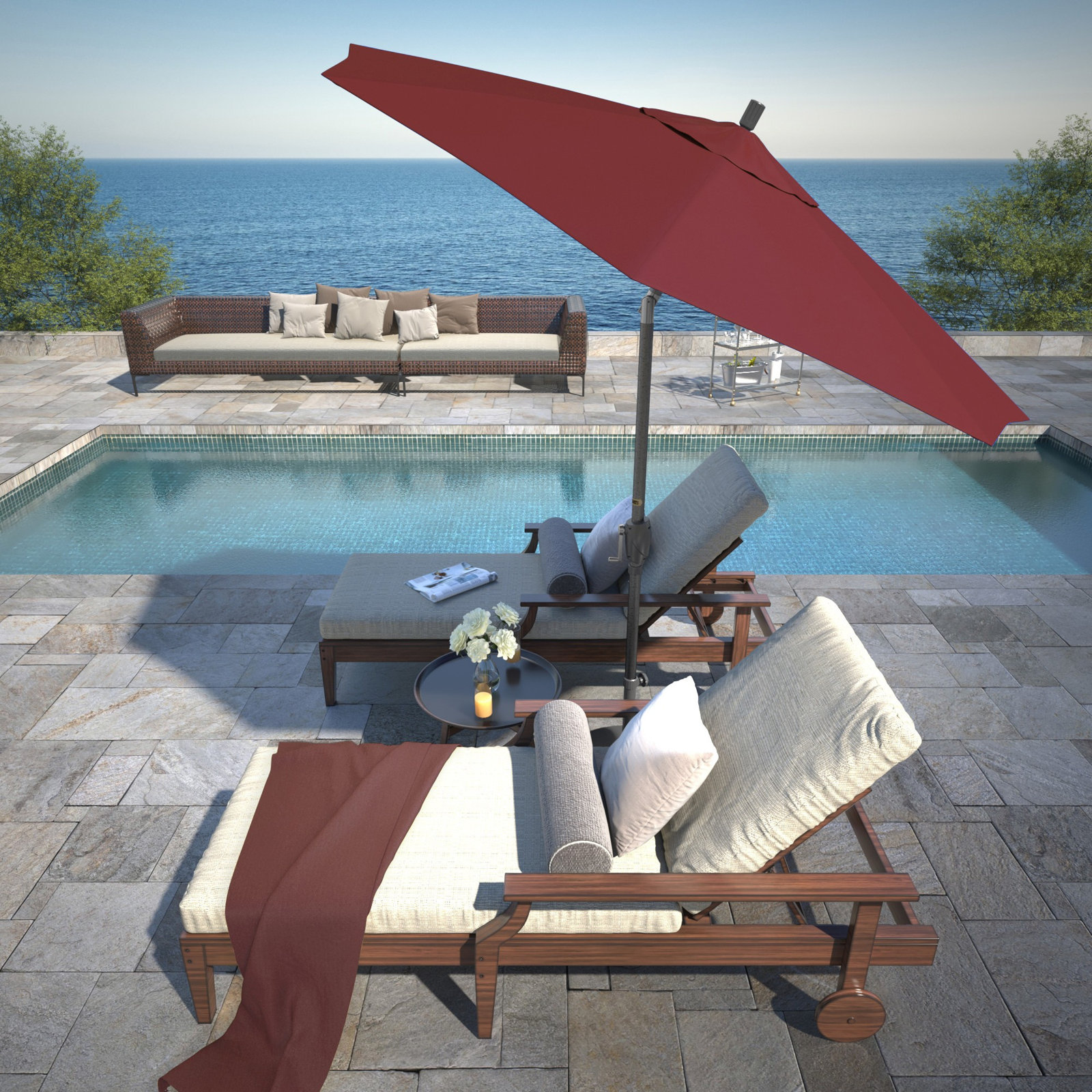 Lexia 90'' Sunbrella® Outdoor Umbrella, Spectrum Ruby Sunbrella® Plainweave